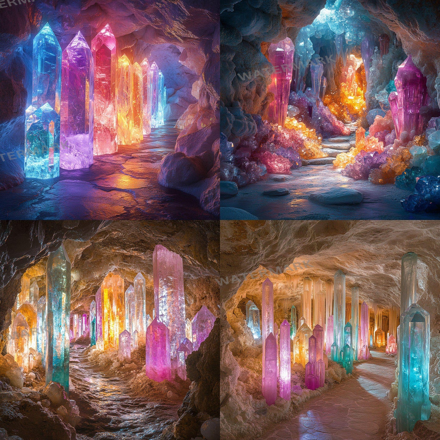 Crystal Fairy Cavern Digital Backdrops - High-Resolution PNGs for Creative Photography 96x96px Commercial Use