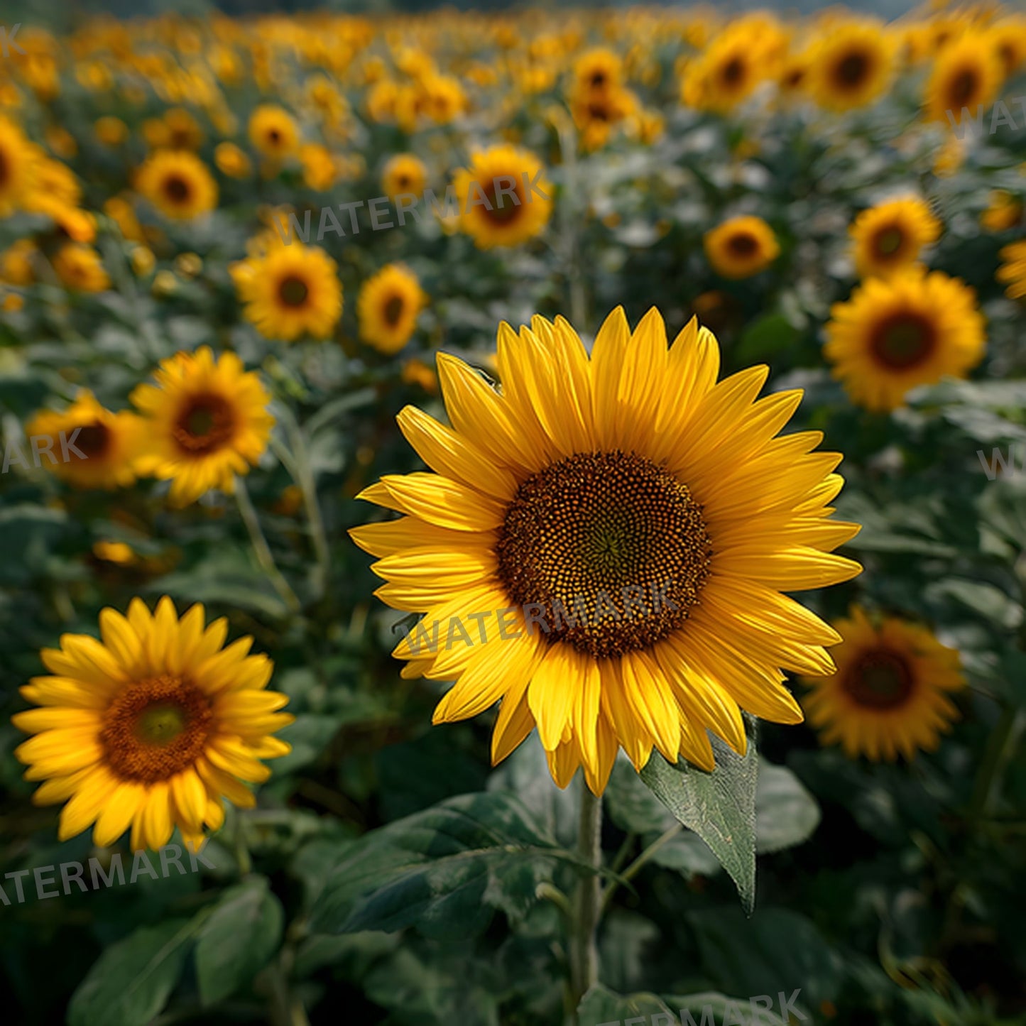 Sunflower Field Photography Backdrop, Digital Background for Spring, Summer Photo Shoots, Square High-Resolution Image Download