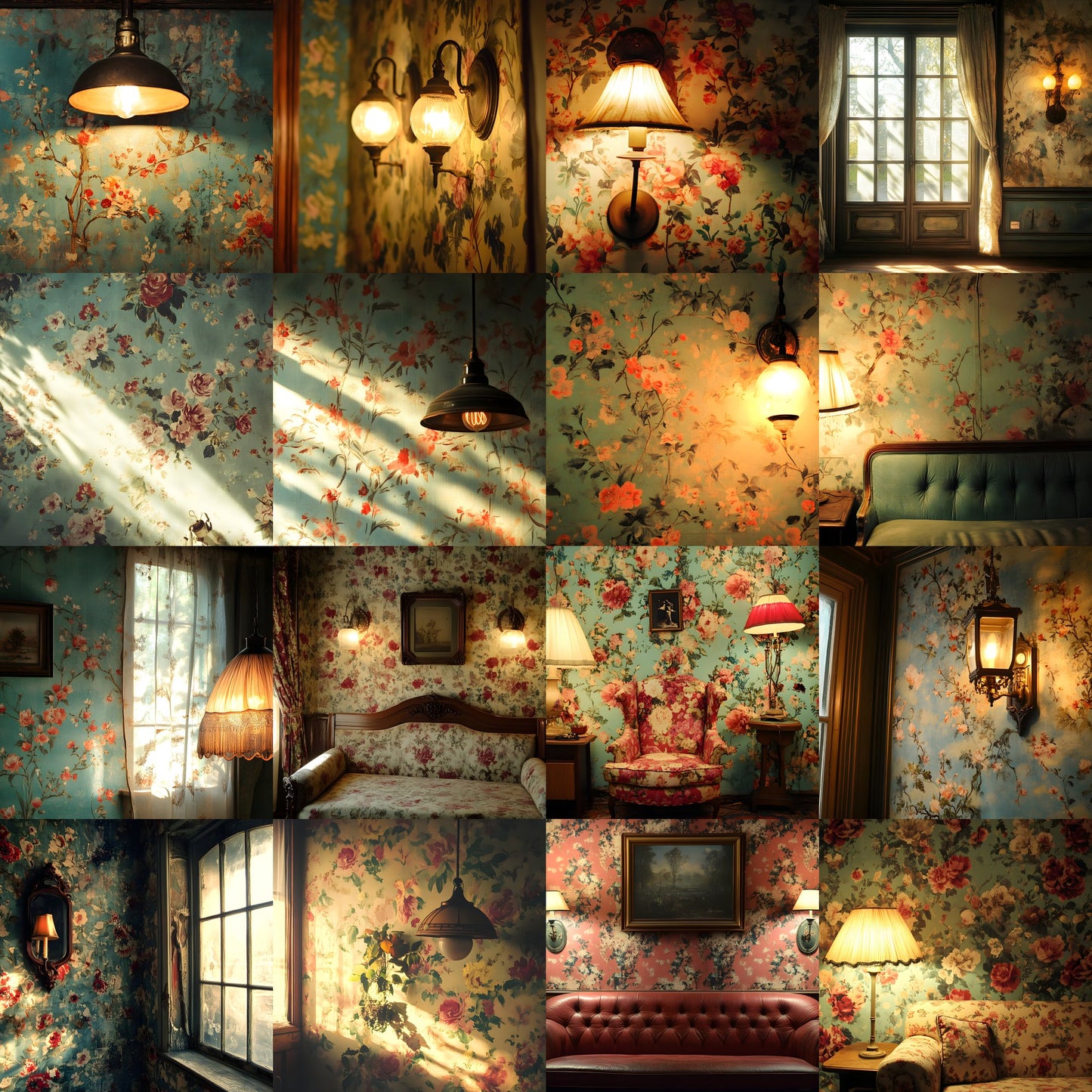 Vintage Wallpaper Room Digital Backdrop, Photography Backgrounds, Antique Interior Photo Prop, High-Resolution Download for Photographers