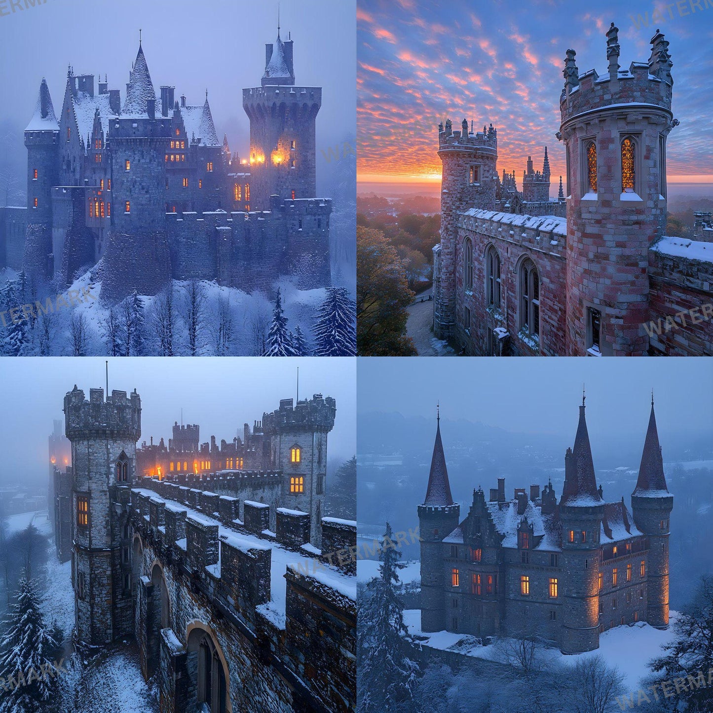 Winter Castle Digital Backdrops - Magical Winter Wonderland Photo Backdrops for Photographers, Family Portraits, Visual Storytelling