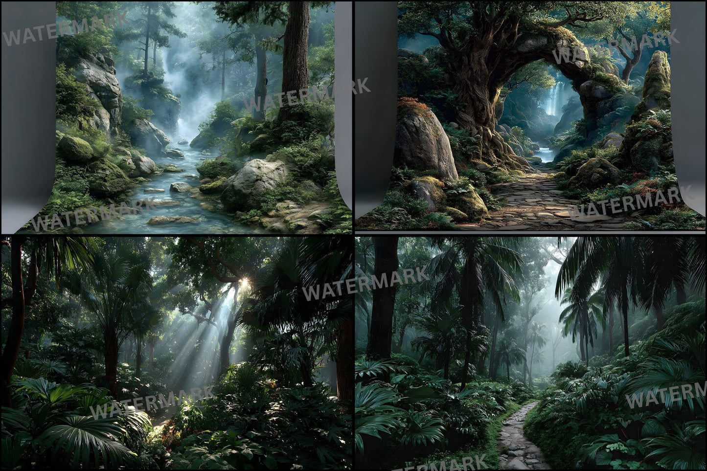 Tropical Forest Digital Backdrop, Lush Greenery Background for Photography High-Resolution Photo Prop, Nature Lover's Dream, Printable Art