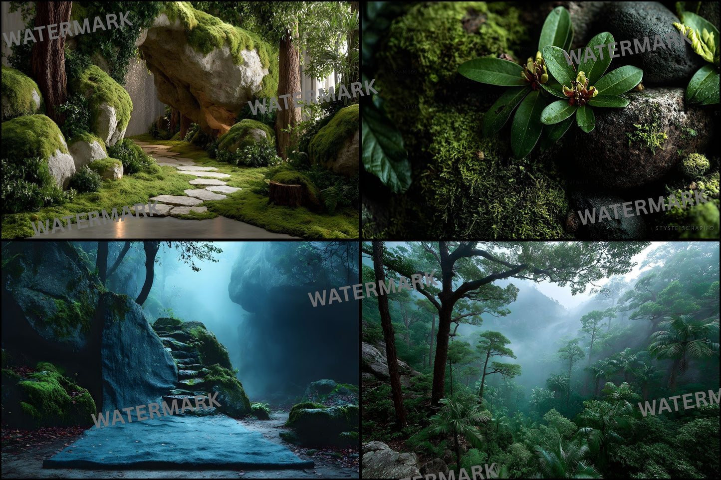 Tropical Forest Digital Backdrop, Lush Greenery Background for Photography, Nature Photo Prop High-Resolution Image Download