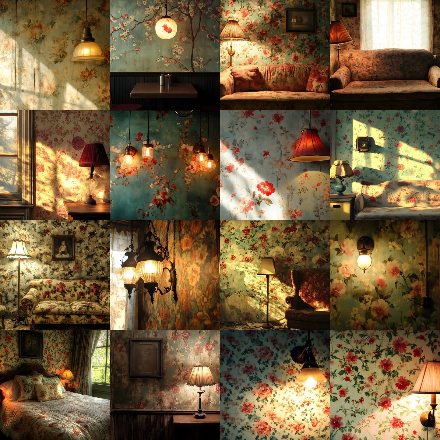 Vintage Wallpaper Room Digital Backdrop, Photography Backgrounds, Antique Interior Photo Prop, High-Res Image for Photographers