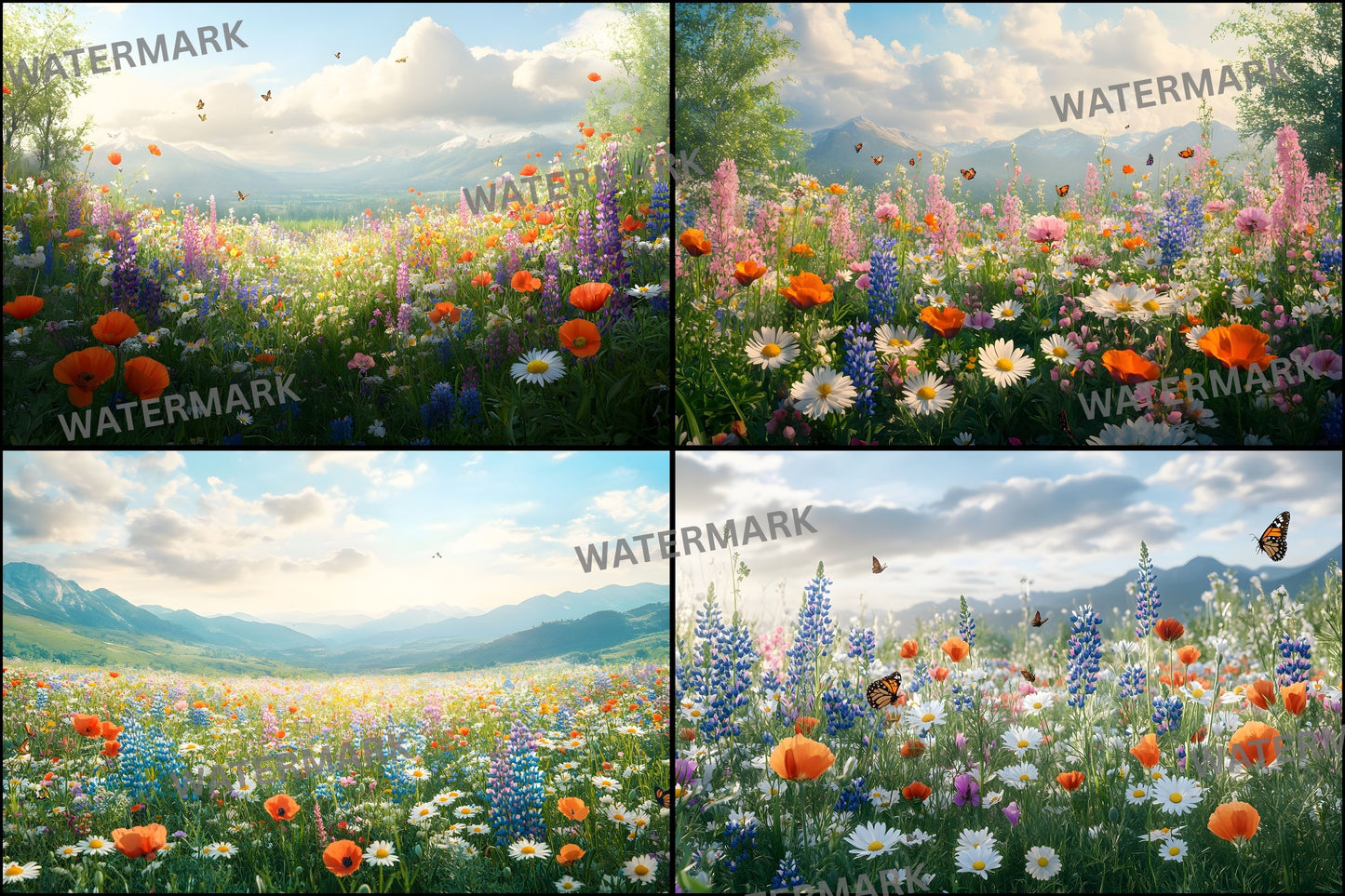 Wildflower Photography Backdrop, Botanical Digital Background, Floral Photo Prop, Spring , Portrait Photography, Nature Lover