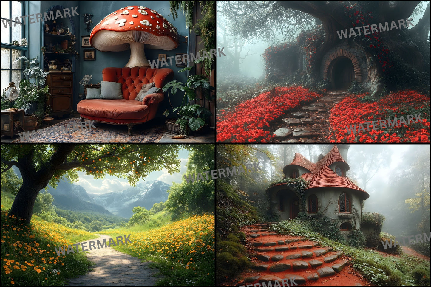 Alice in Wonderland Backdrop, Whimsical Background, Digital Download, Fantasy Photography, Storybook Scene, Portrait Prop, Ratio
