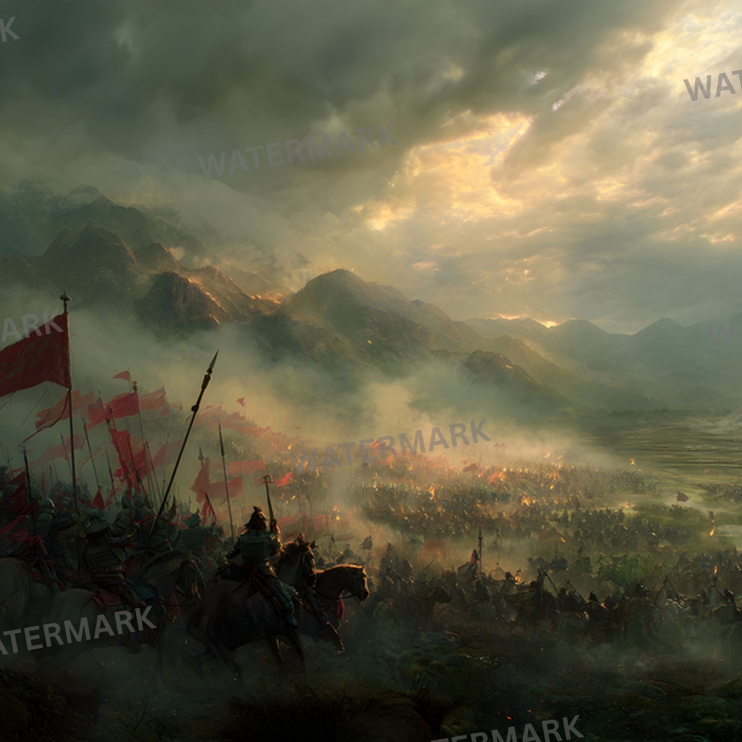 Ancient China Army Battle Digital Backdrop, Photography Background, Historical Warrior Scene, Fantasy Photo Prop, Digital Download