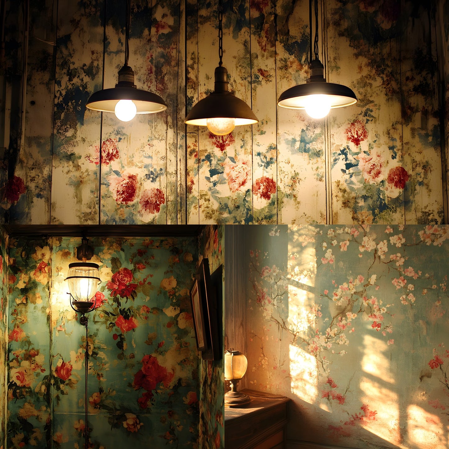 Vintage Wallpaper Room Digital Backdrop, Photography Backgrounds, Antique Interior Photo Prop, High-Res Image for Photographers