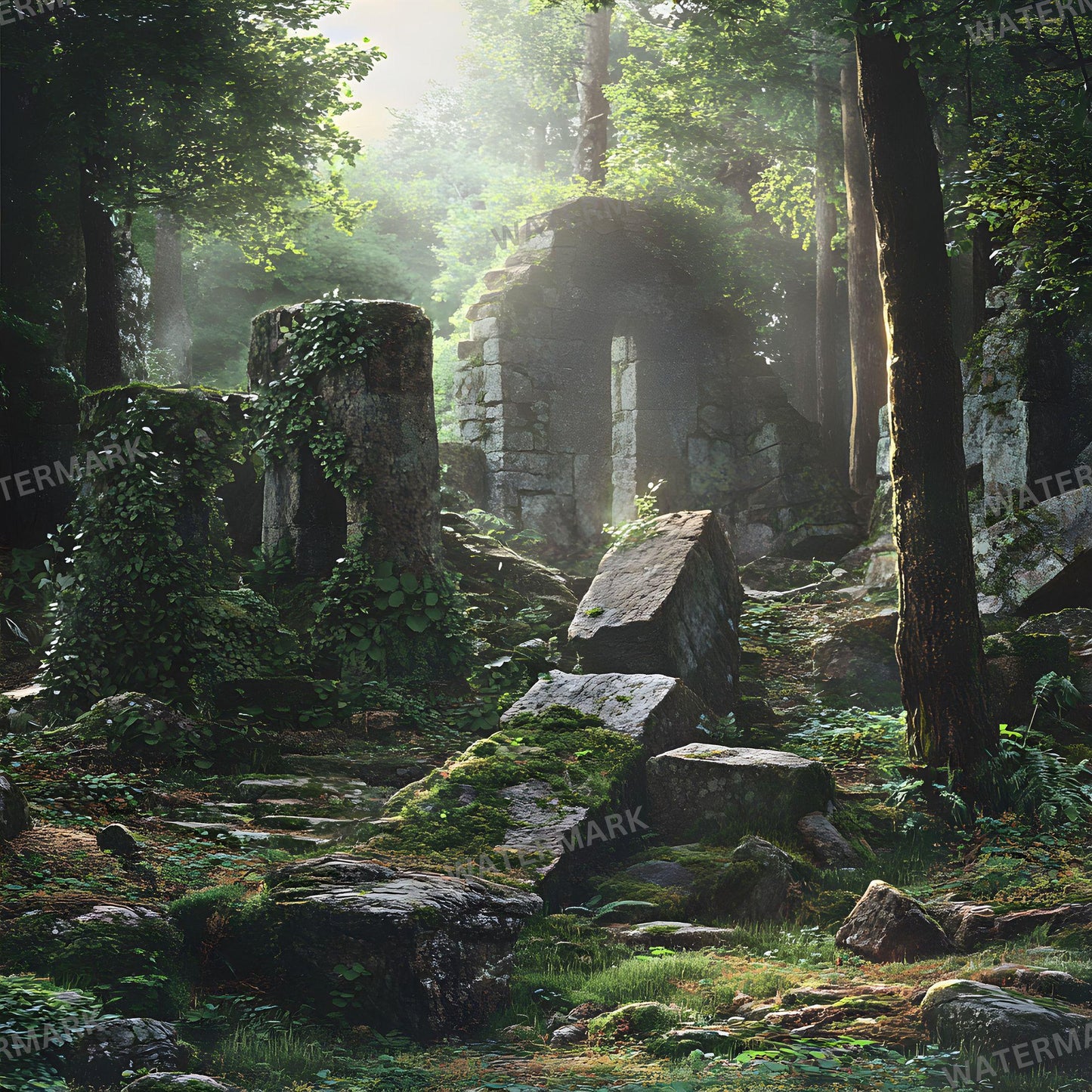Ancient Forest Digital Photo Backdrops for Master Overlays Composites Portrait Backgrounds 96x96px Square for Creative Photography Use
