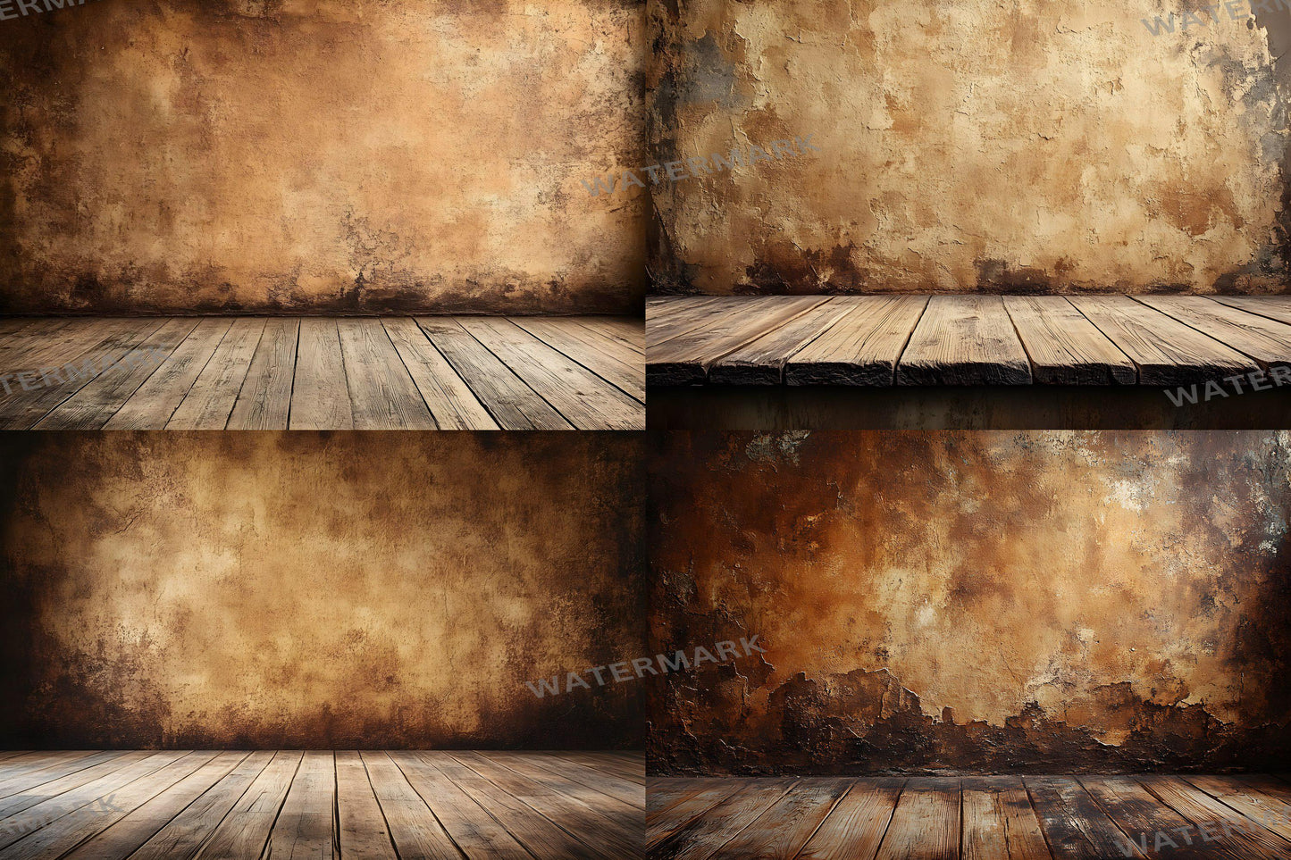 Sepia Brown Wall Backdrops - Antique, Warm Textured Digital Backgrounds