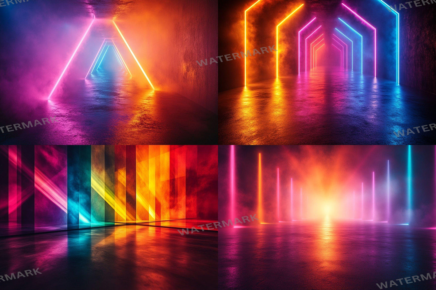 Modern Lightscape Glow Digital Backdrops - 6High-Resolution PNGs for Photography 00x00px - Commercial Use Allowed - Digital Backdrops