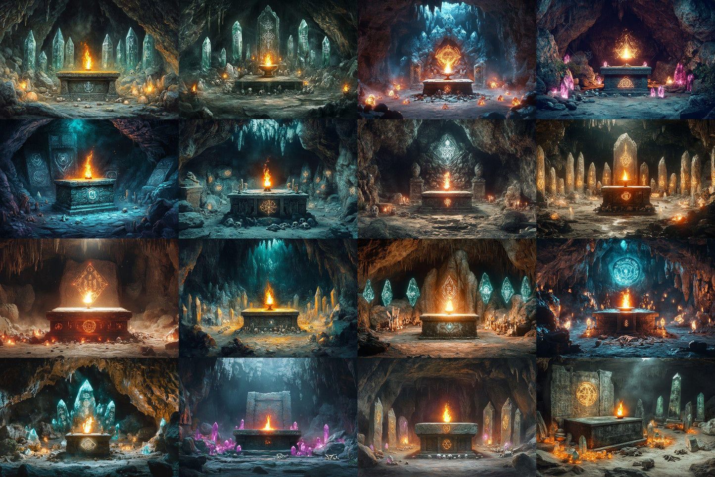 Ancient Cave Altar Backdrop: 3PNGs for Dark Fantasy Photography, Underground Ritual Chamber Scenes, Mystical Stone Digital Backdrops