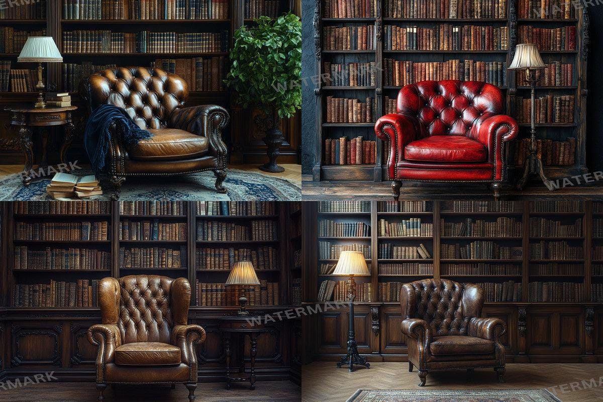 Warm Aesthetic Grand Victorian Bookcase Backdrops for Digital Artists Photographers - Ideal for Inviting Designs - 00x00px PNGs