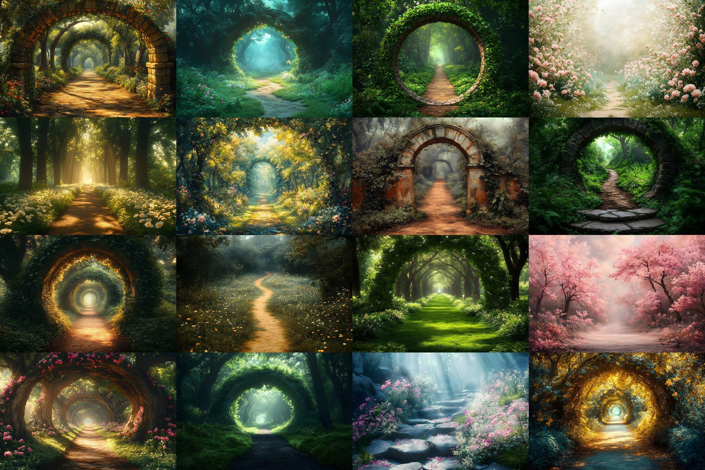 Enchanted Forest Backdrops for Photography ��������� Magical Digital Portraits Backgrounds, Magic Woodland, Lush Green Tree & Floral Backdrops