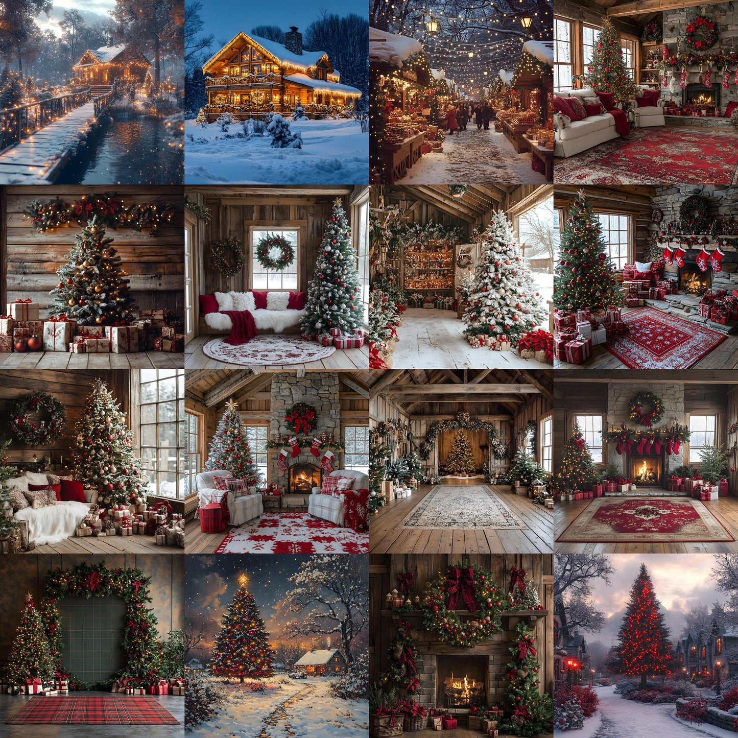 Classic Christmas Backdrops, Digital Backdrop, Santa Christmas Backdrop For Kids Family, Festive Digital Download Christmas Background