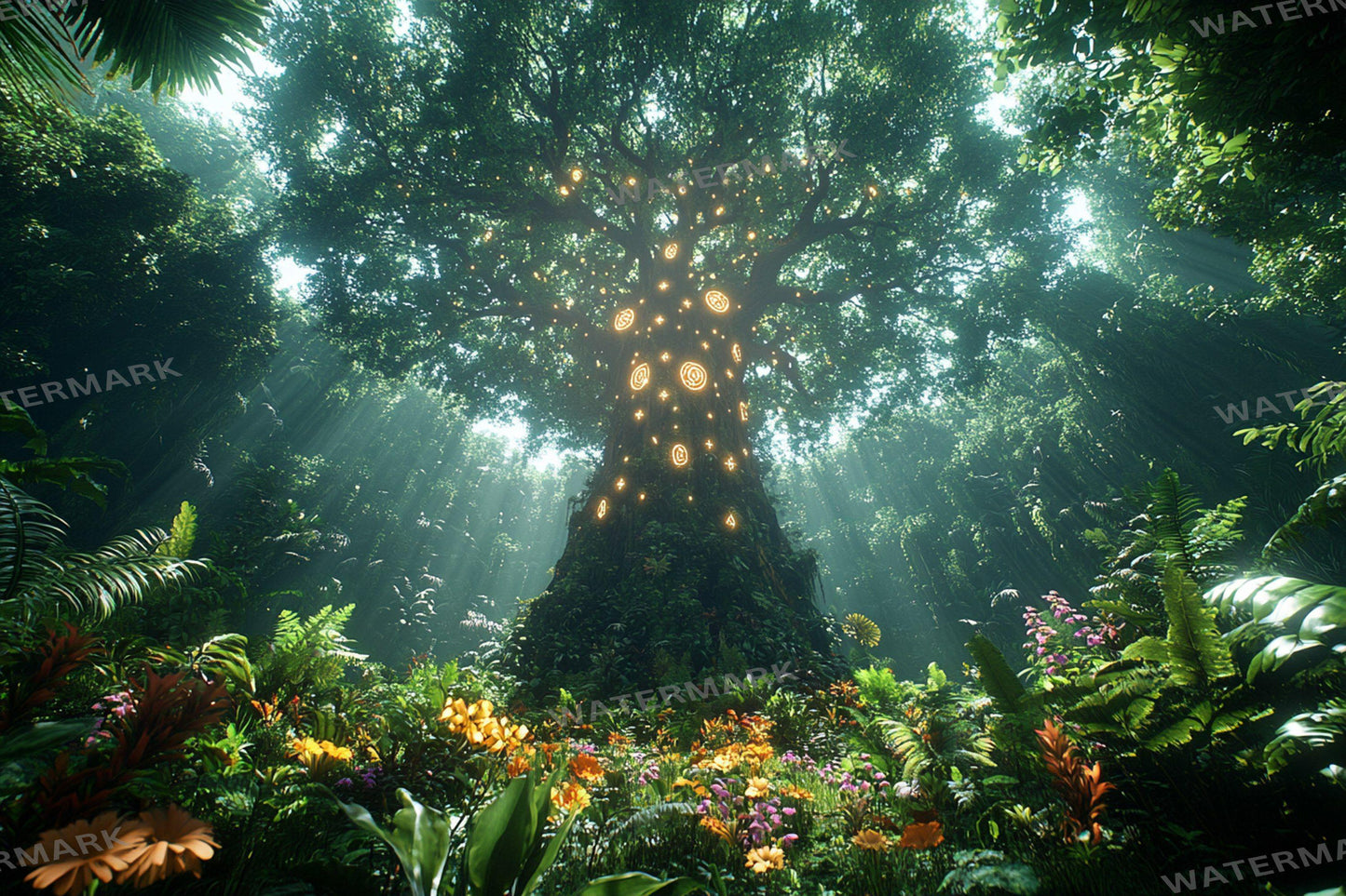 Amazonian Spirit Tree Digital Backdrops, Mystical Jungle Photography Backgrounds, Enchanted Rainforest Scenery - Magical Tree Backgrounds