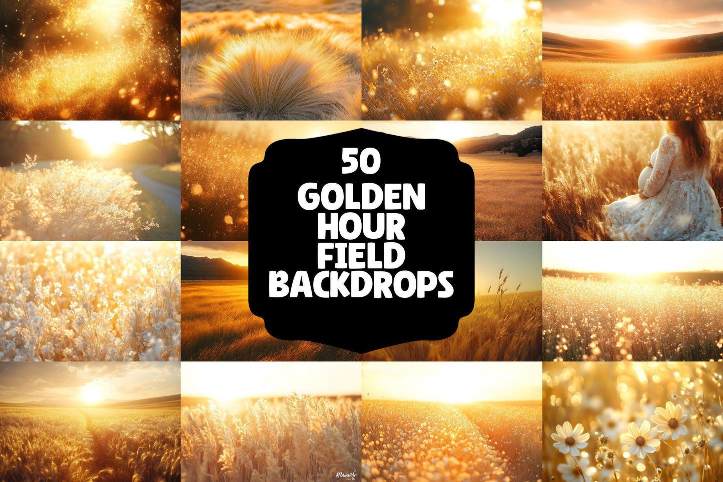Golden Hour Field Backdrops, Sunset Photography Backdrop, Warm Glow Overlays, Maternity Backdrop, Photoshop Backgrounds