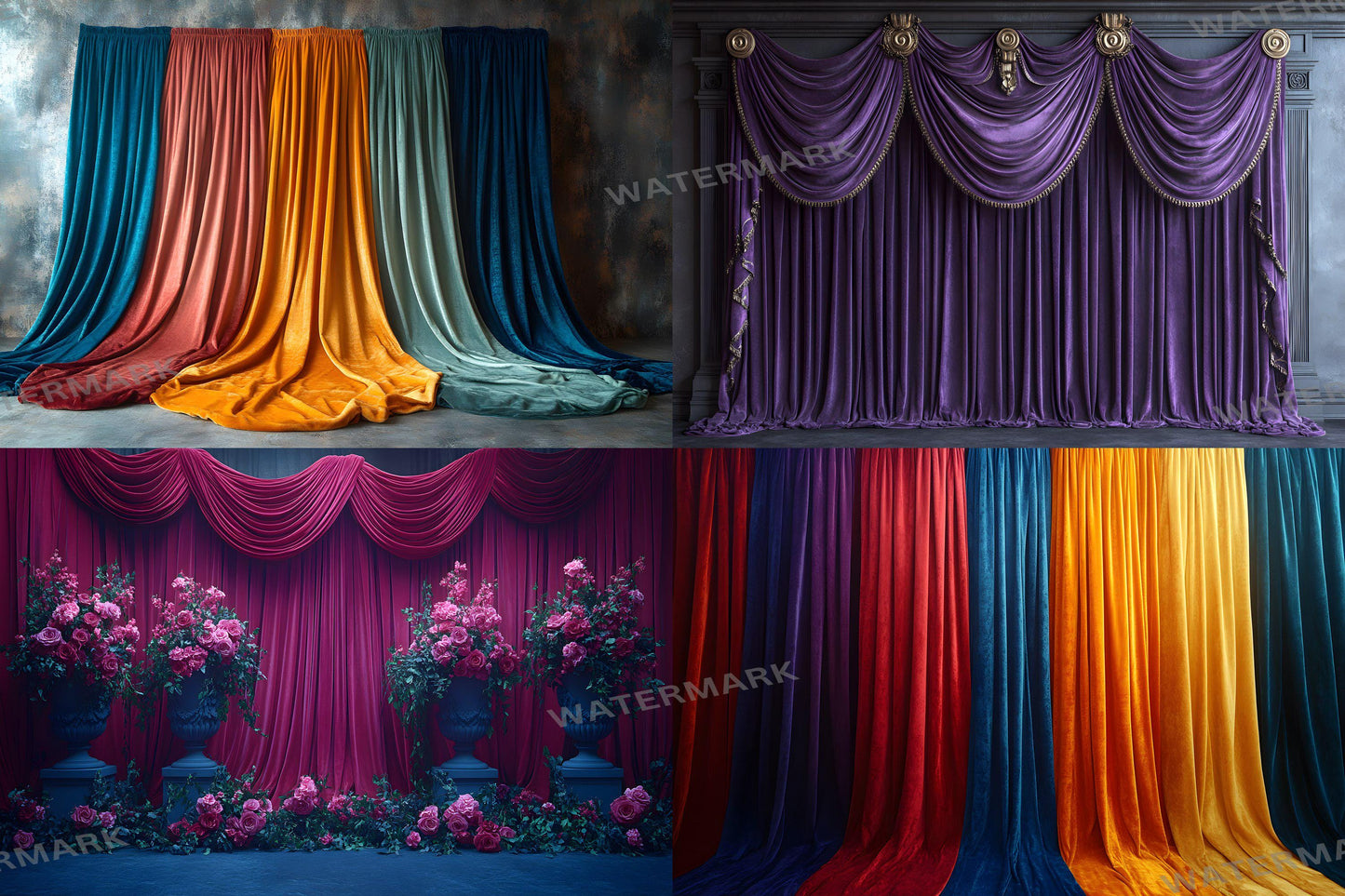 Velvet Elegance Backdrops | Luxurious Digital Backgrounds | Opulent Vintage Room Photography Backdrops | Wedding & Maternity Backdrops