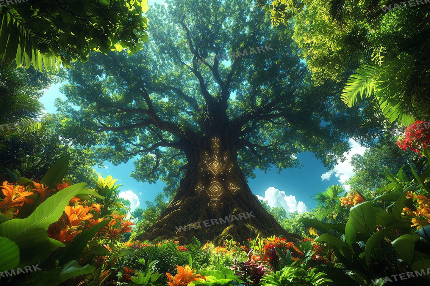 Amazonian Spirit Tree Digital Backdrops, Mystical Jungle Photography Backgrounds, Enchanted Rainforest Scenery - Magical Tree Backgrounds