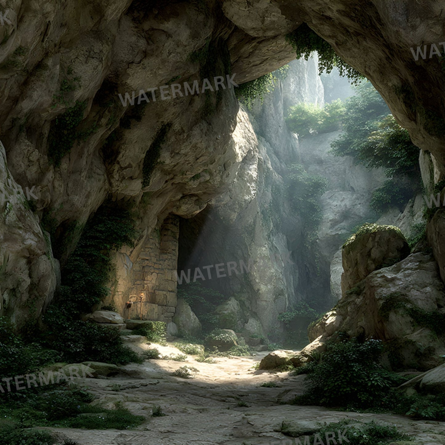 Ancient Stone Cave Digital Backdrop, Fantasy Photography Background, Photo Prop, Mythical Scene, Fine Art Photography, High Resolution Image