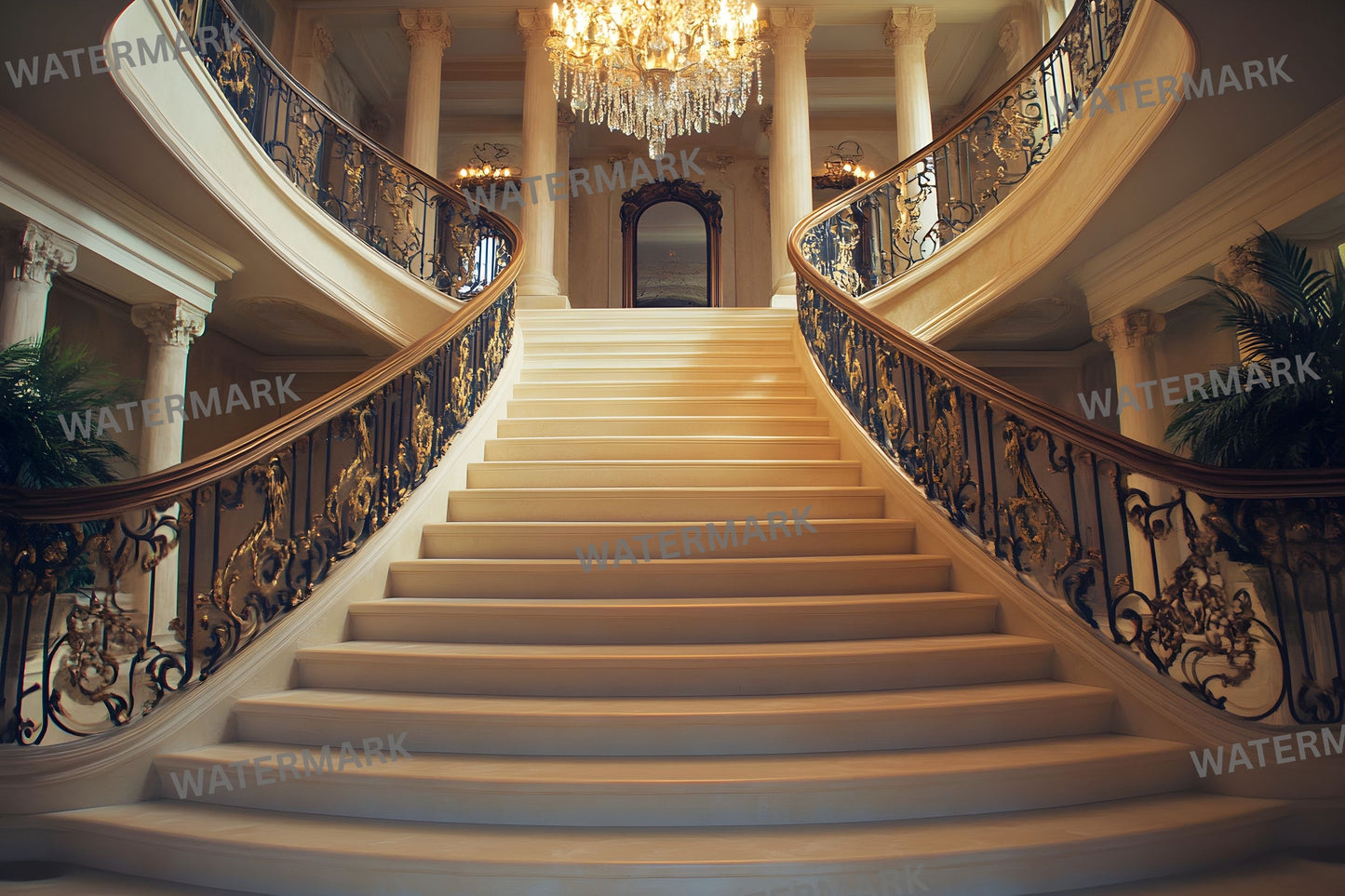 Grand Staircase Digital Backdrop, Interior Photography Background, Elegant Chateau Stairwell, Fantasy Castle Photo, Historic Hallway