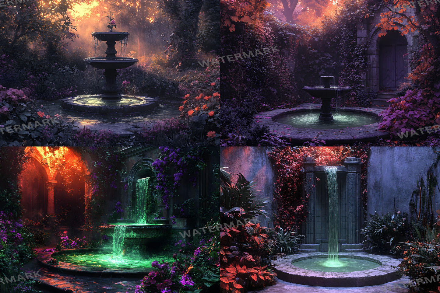 Witch���������s Eerie Garden Backdrops | Spooky Enchanted Forest | Mystical Night Scenes | Halloween Digital Backgrounds - Wizarding School