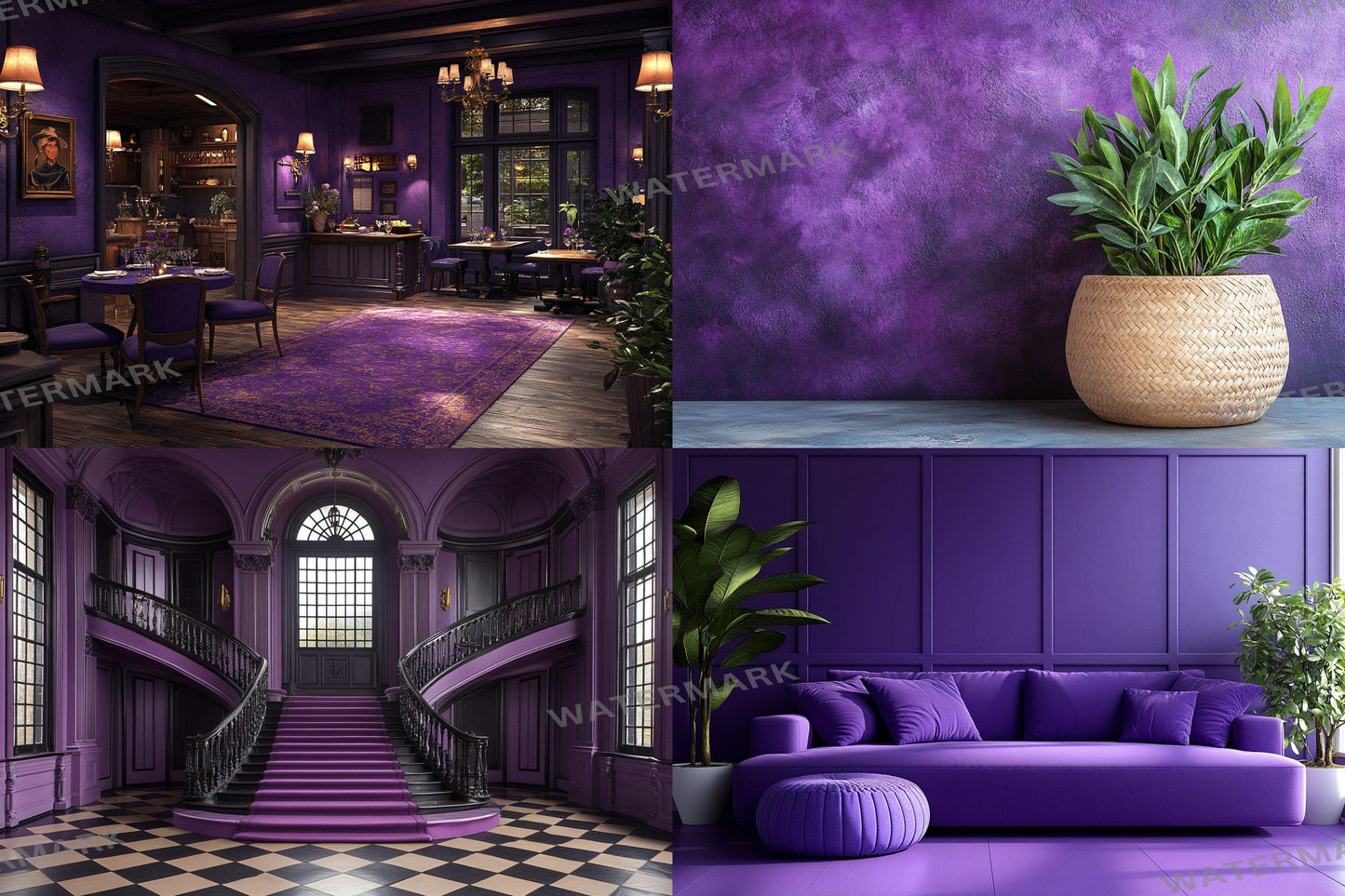 Deep purple textured digital backdrops for portrait photography, grunge PNG overlays, studio photo backgrounds, moody composite editing
