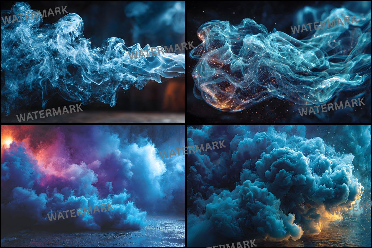 Blue Smoke Photography Backdrop Digital Download, Abstract Background for Portraits, Artistic Photo Overlays, Moody Fine Art Photography
