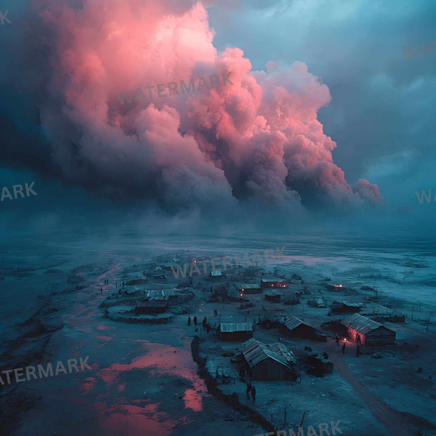 Chaotic Battlefield Digital Backdrop, Gamer Background, Square Intense Gaming Scene, Themed Photography, High-Resolution, Unique Design