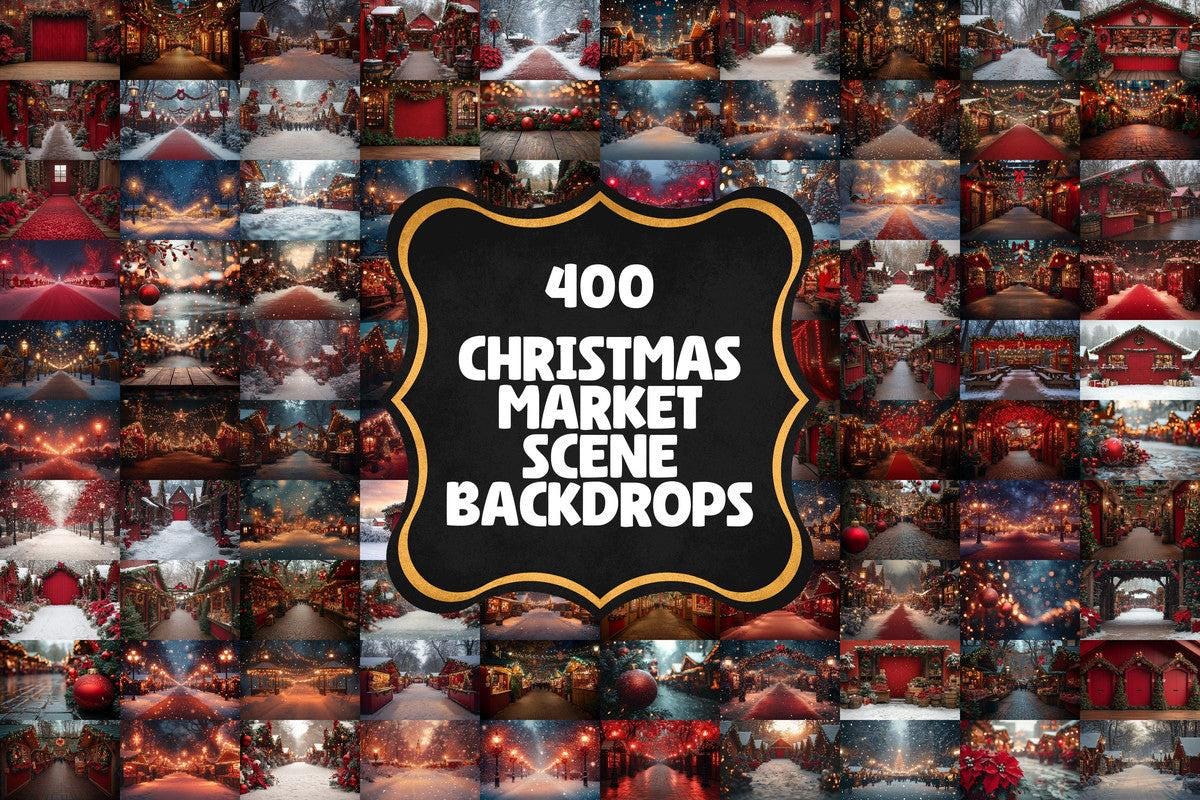 Warm Christmas Market Scene Photography Backdrops - 00x00px PNGs for Digital Artists Designers