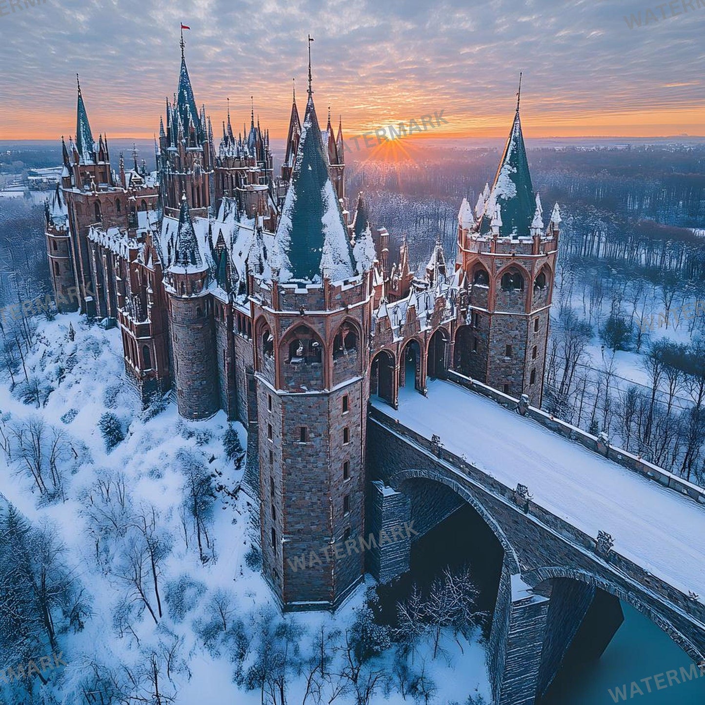 Winter Castle Digital Backdrops - Magical Winter Wonderland Photo Backdrops for Photographers, Family Portraits, Visual Storytelling