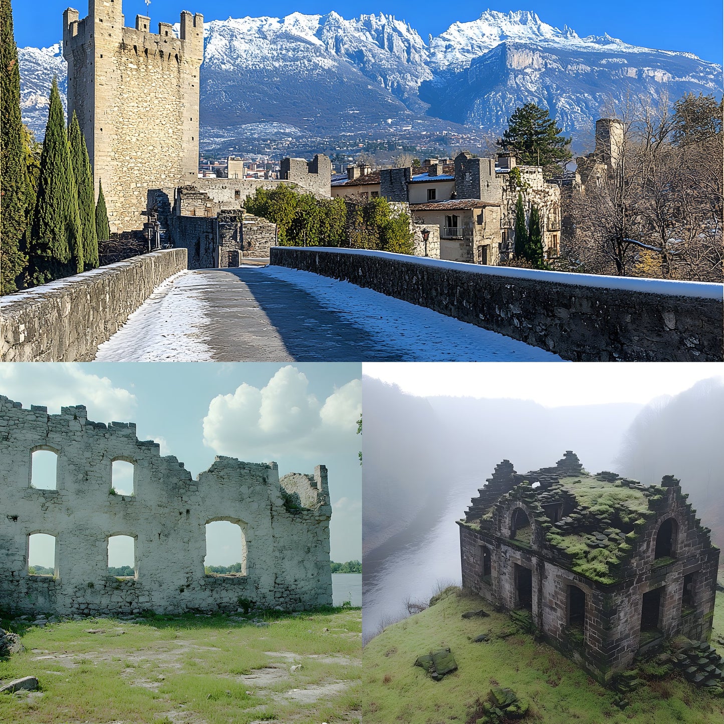 Abandoned Castle Backdrop, European Ruins Digital Backgrounds, Fantasy Photography, Printable Photo Booth