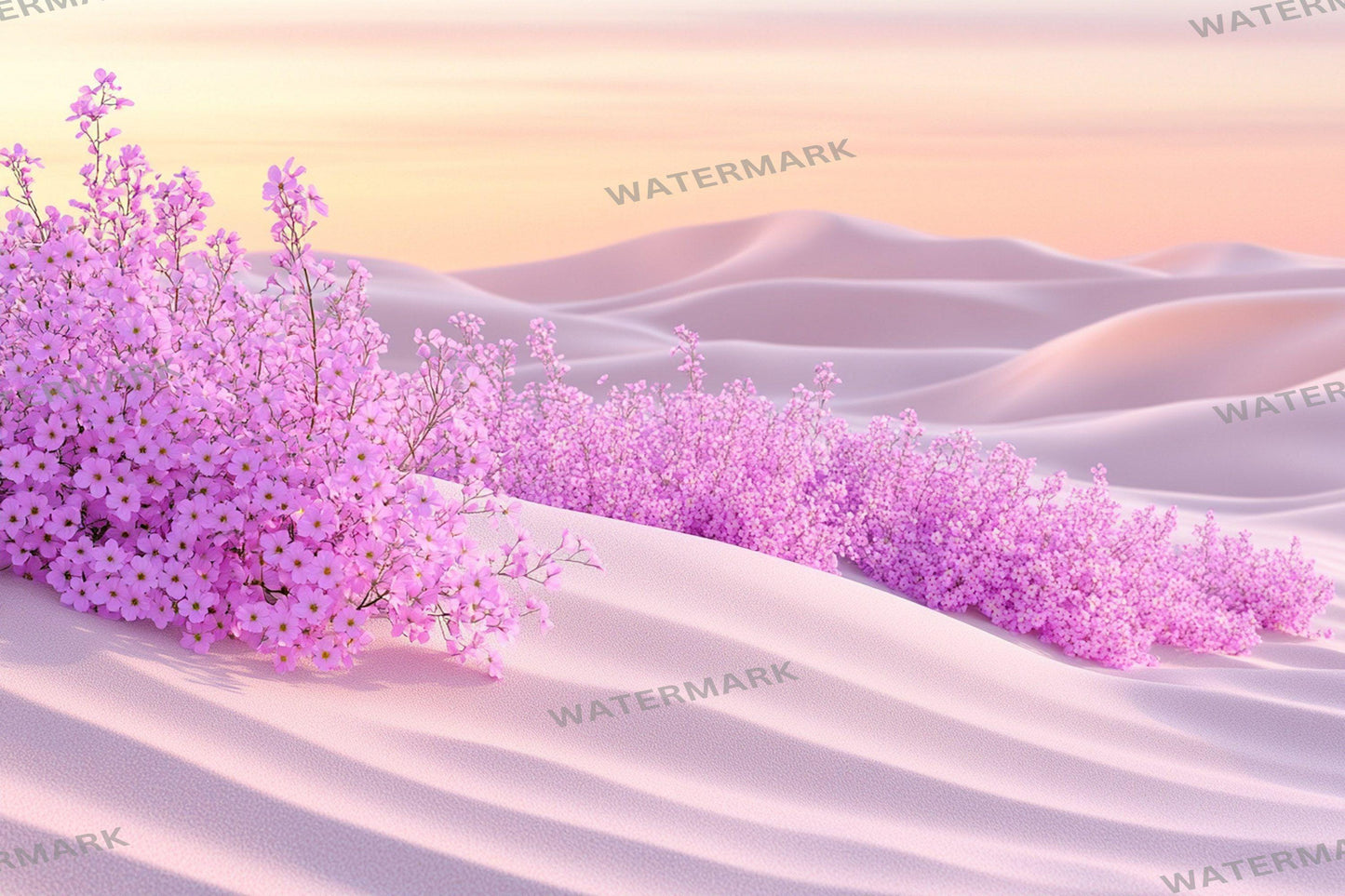 Modern Desert Bloom Backdrops, Boho Southwestern Digital Backgrounds, Pastel Floral Photography Props, Arid Landscape Composites