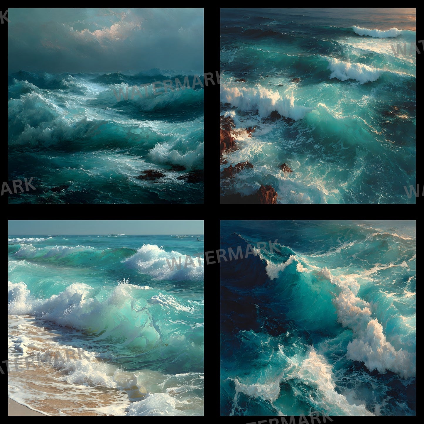 Ocean Photography Backdrop, Square Ocean Waves Background, Summer Photo Booth Prop, Digital Download for Social Media, Beach Backdrop, Ocean Lover Gift
