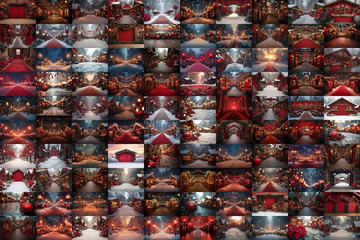 Warm Christmas Market Scene Photography Backdrops - 00x00px PNGs for Digital Artists Designers