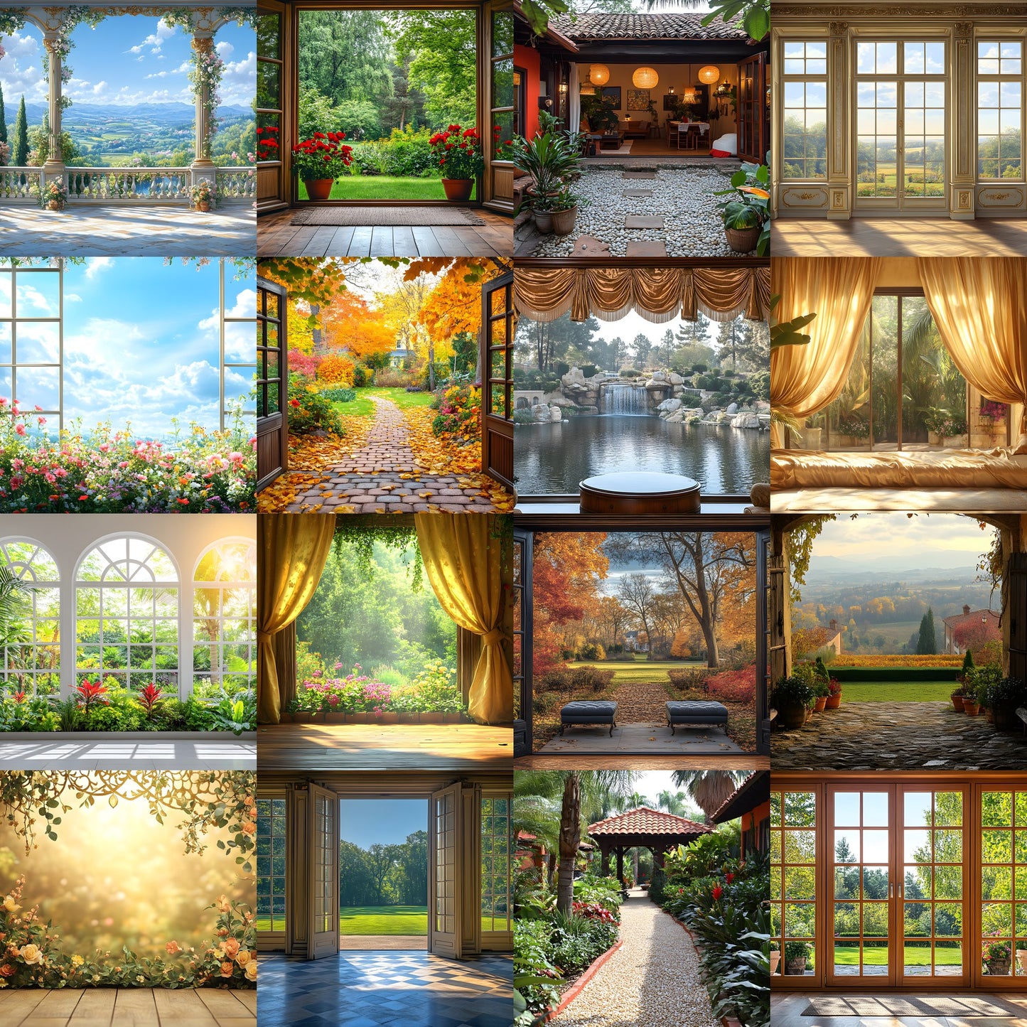 Royal Gold Garden Digital Backdrop, Studio Photography Backgrounds, Elegant Wedding Photo Booth, Floral , High-Res Images