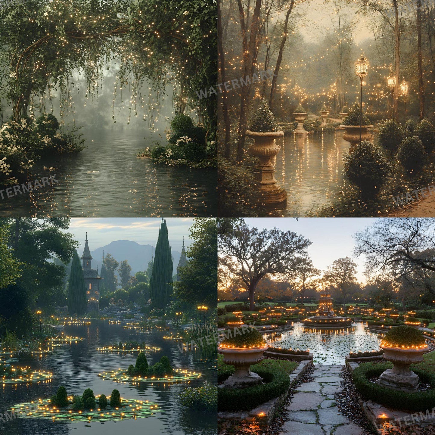 Enchanted Garden Backdrops - Magical Digital Backgrounds for Photography, Photoshop Overlays & Floral Designs