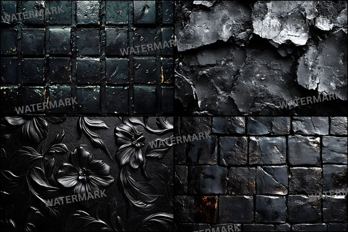 Vintage Black Textured Wall Digital Backdrop, Dark Photography Background for Portrait, Moody Fine Art Texture