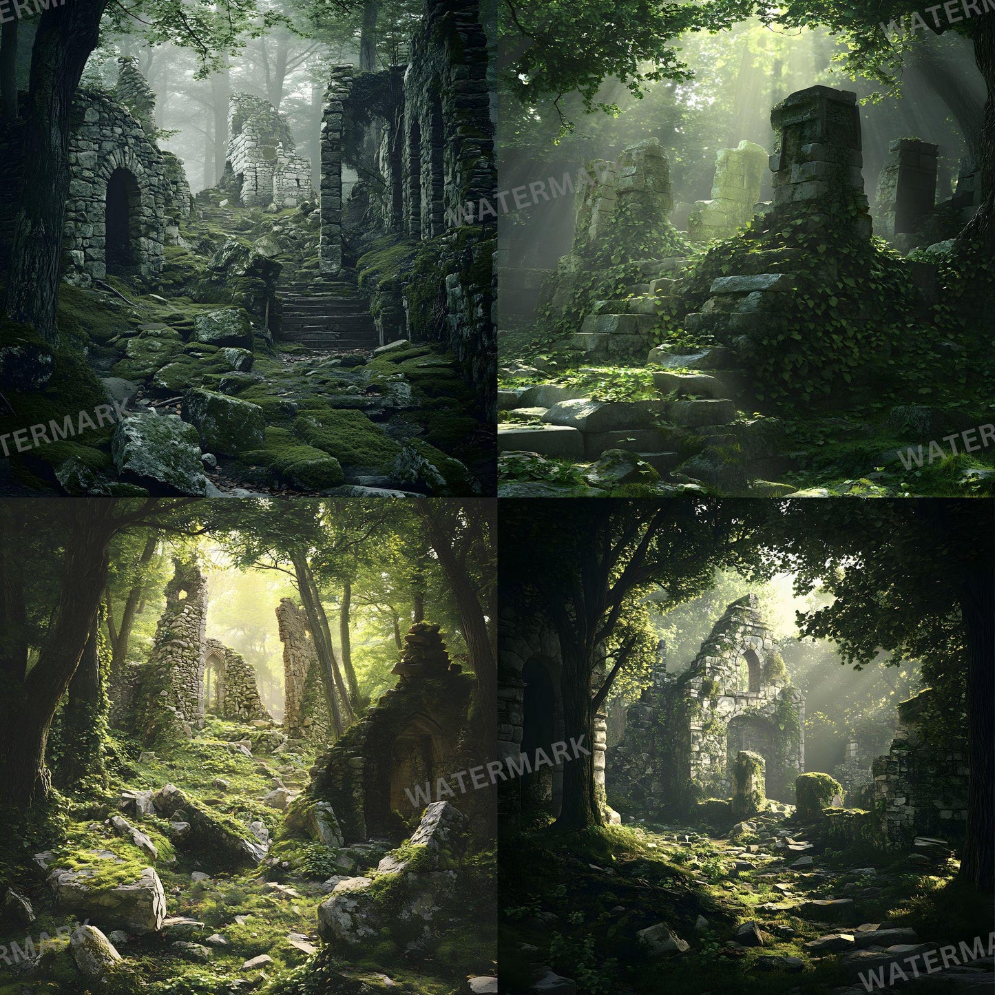 Ancient Forest Digital Photo Backdrops for Master Overlays Composites Portrait Backgrounds 96x96px Square for Creative Photography Use