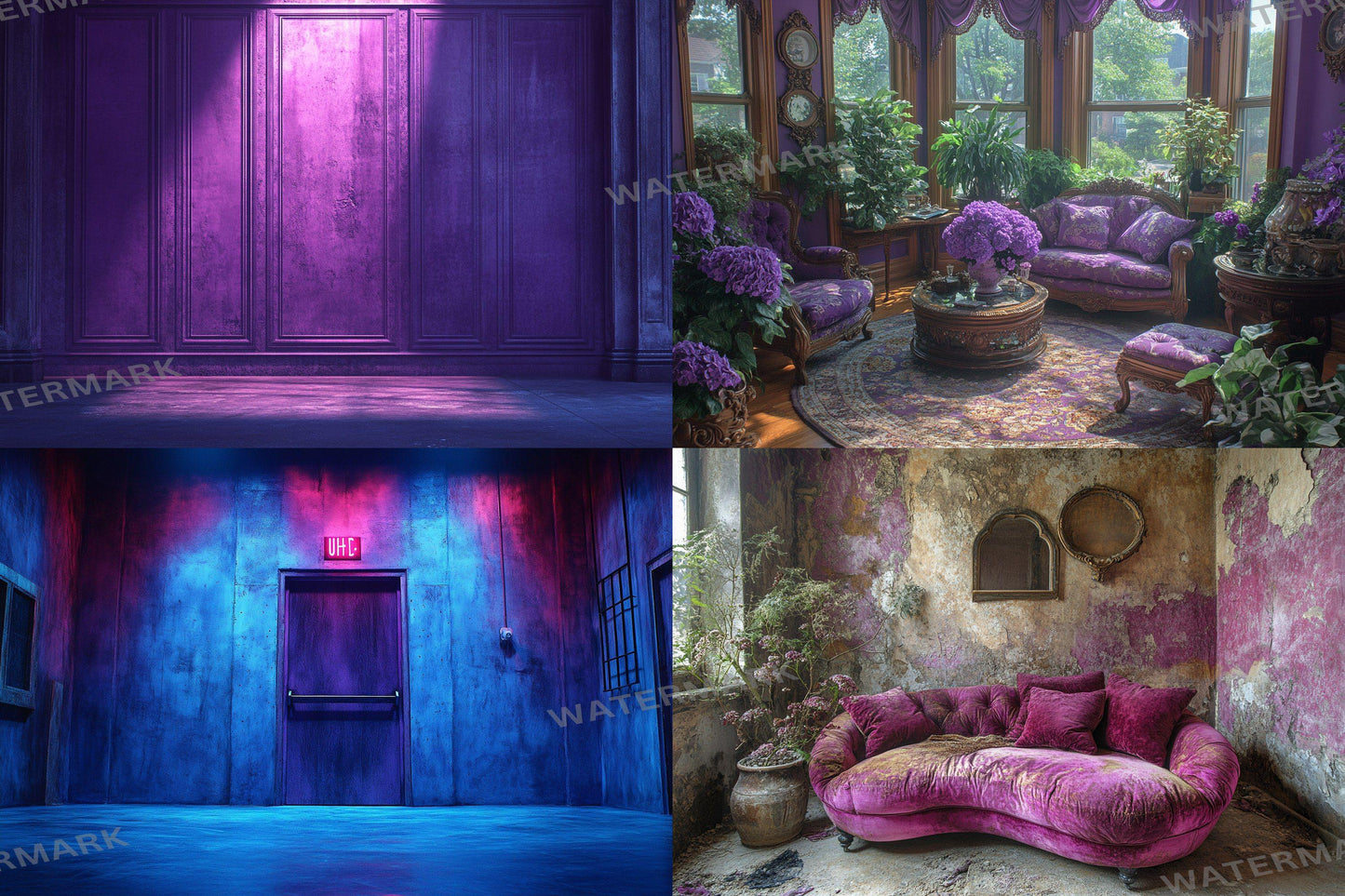 Deep purple textured digital backdrops for portrait photography, grunge PNG overlays, studio photo backgrounds, moody composite editing