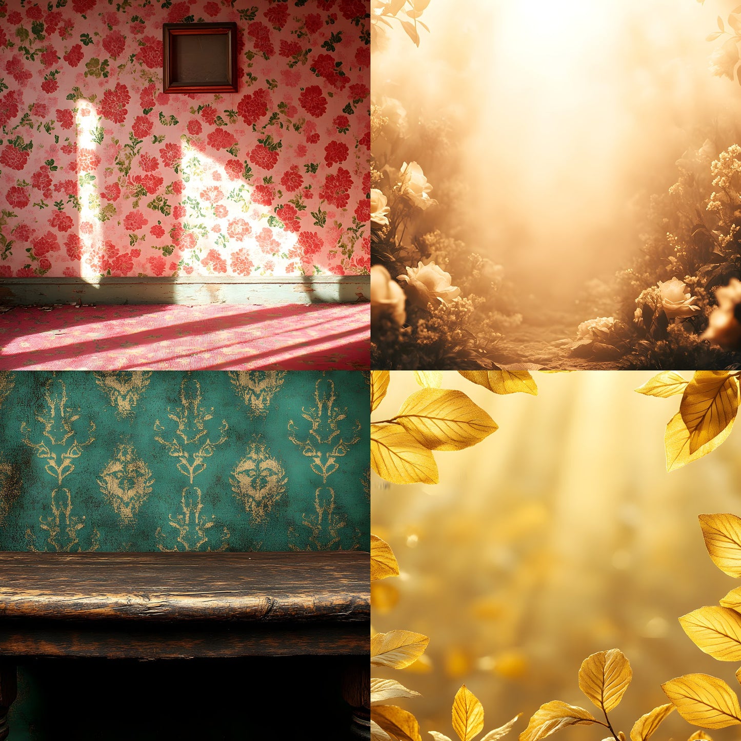 Vintage Sunlit Room Digital Backdrop, Wallpaper Backgrounds, Photography, Dreamy Photo Booth, High-Res Images