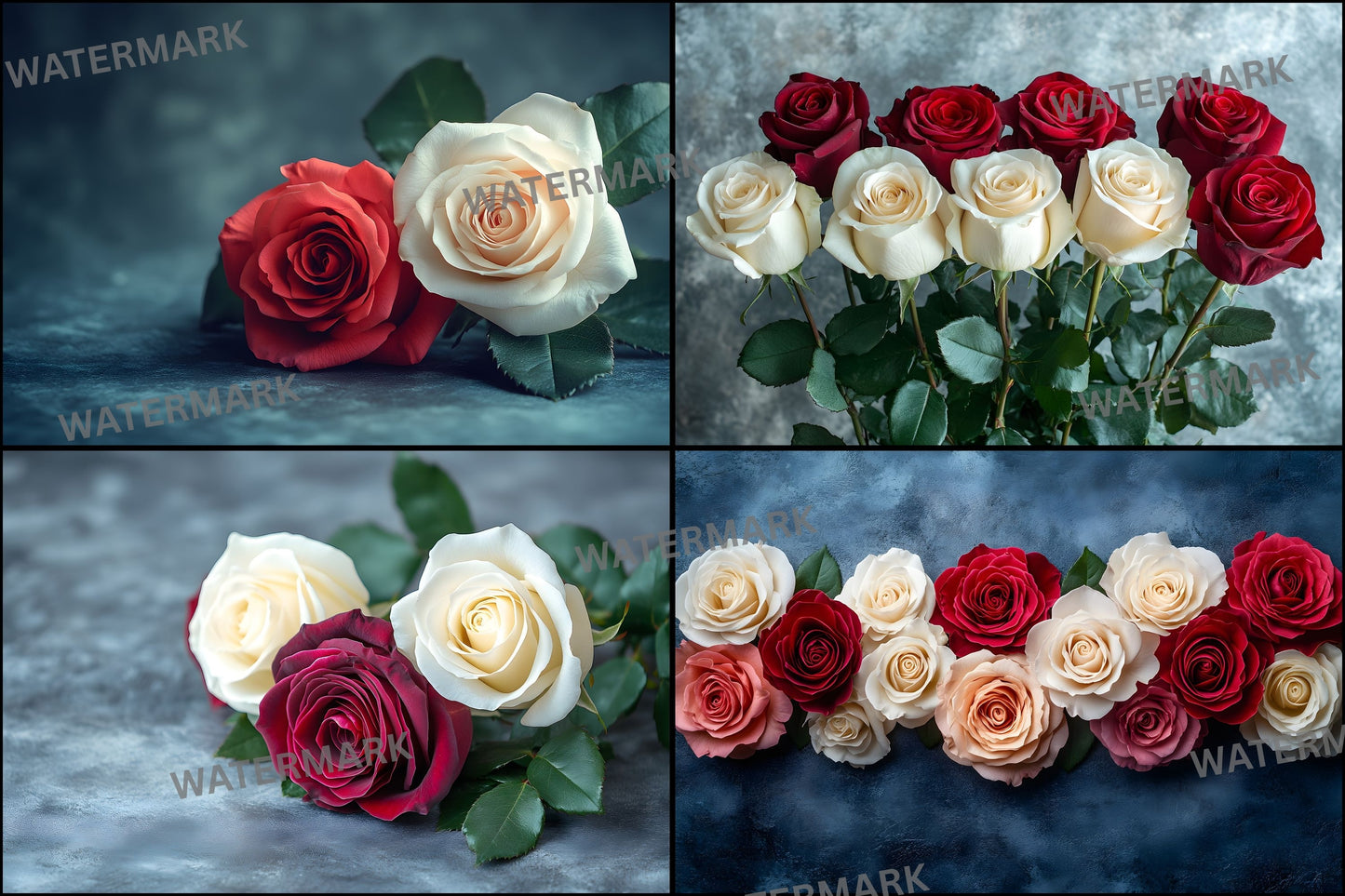 White Red Roses Photography Backdrop, Classic Floral Background, Wedding Photo Booth, Digital Download, for Stunning Portraits