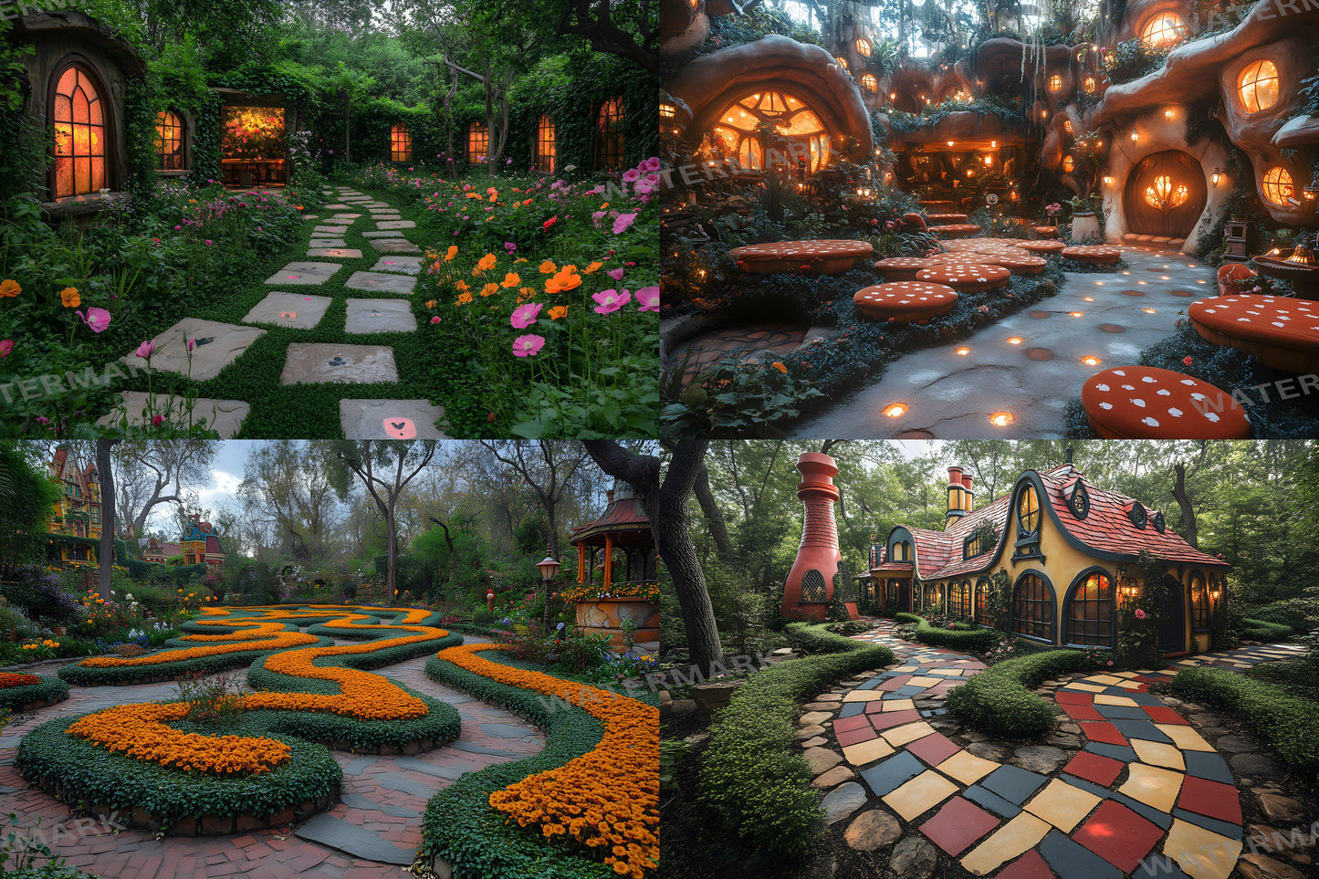 Alice���������s Garden Maze Backdrops - Fantasy Wonderland Digital Backgrounds for Photoshop and Master Overlays