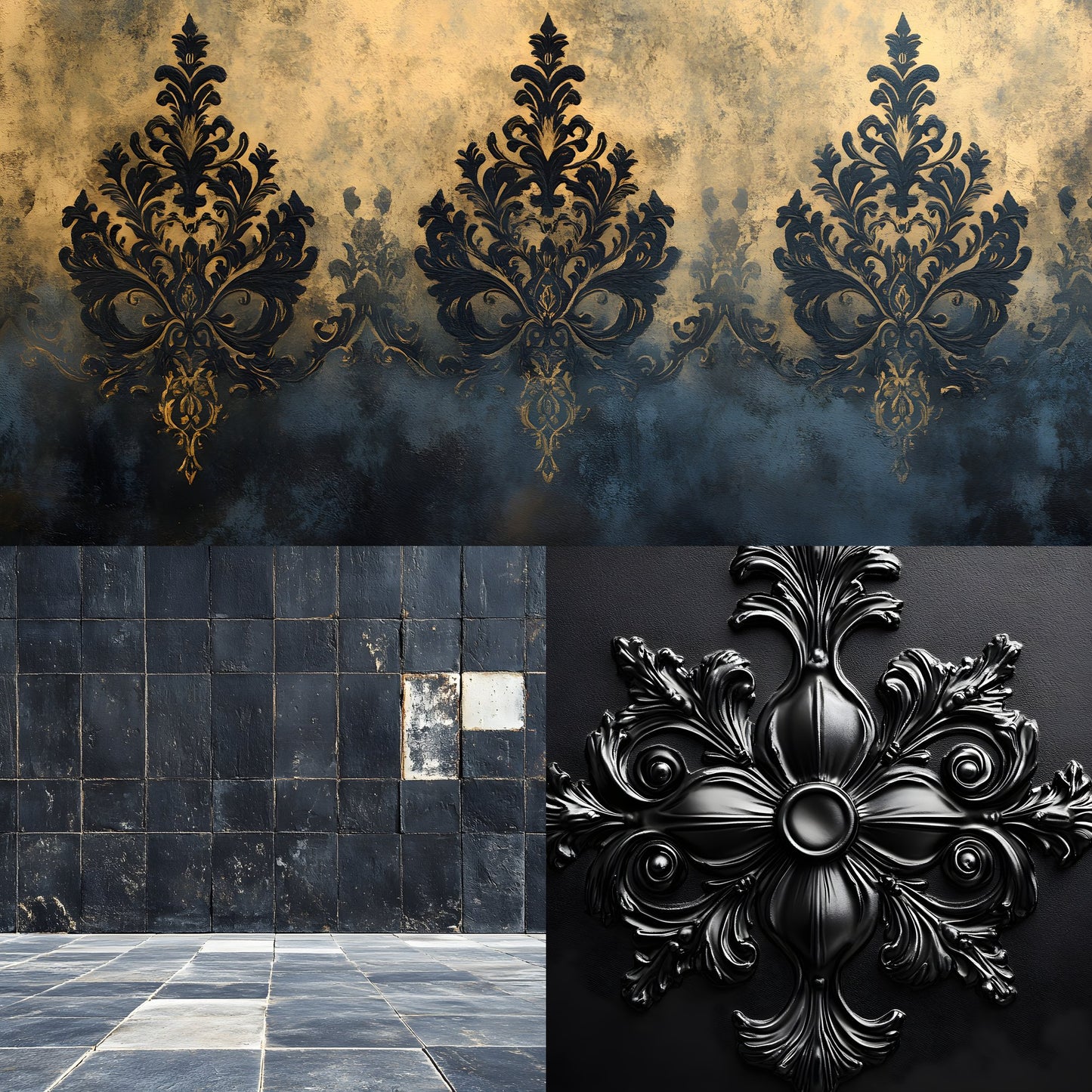 Vintage Black Textured Wall Digital Backdrop, Dark Photography Background for Portrait, Moody Fine Art Texture