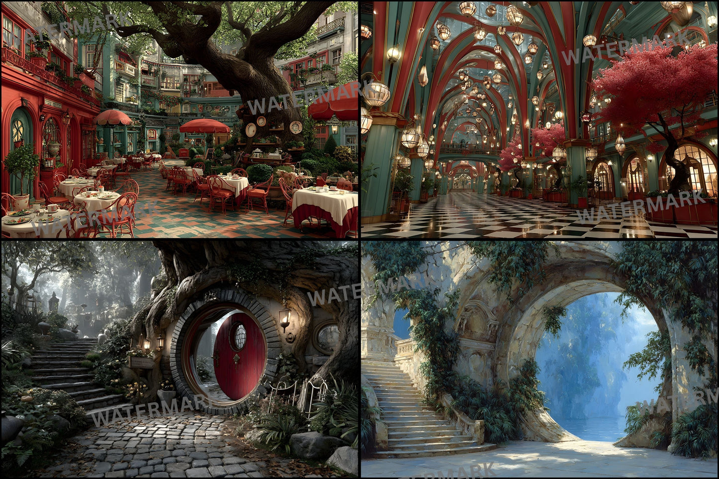 Alice in Wonderland Backdrop Set, Whimsical Digital Backgrounds for Photography, Storybook Theme, Dreamy Photo Prop, Party Decor