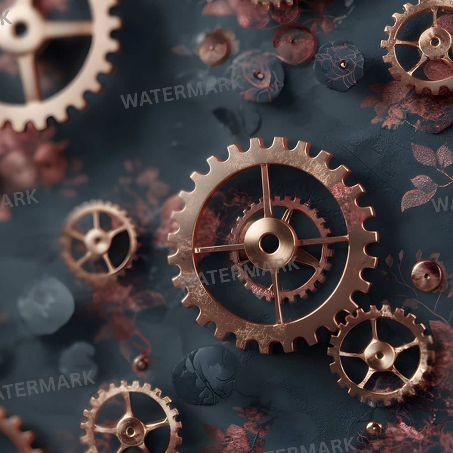 Rose Gold Steampunk Backdrop, Machine Cogs Background, Digital Download for Photography, Photo Booth Prop, Fantasy Art, Sci-Fi Design