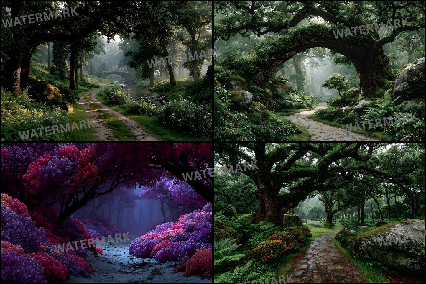 Alice in Wonderland Backdrop Set, Enchanted Forest Backgrounds, Magical Photography, Digital Download for Fantasy Storytelling