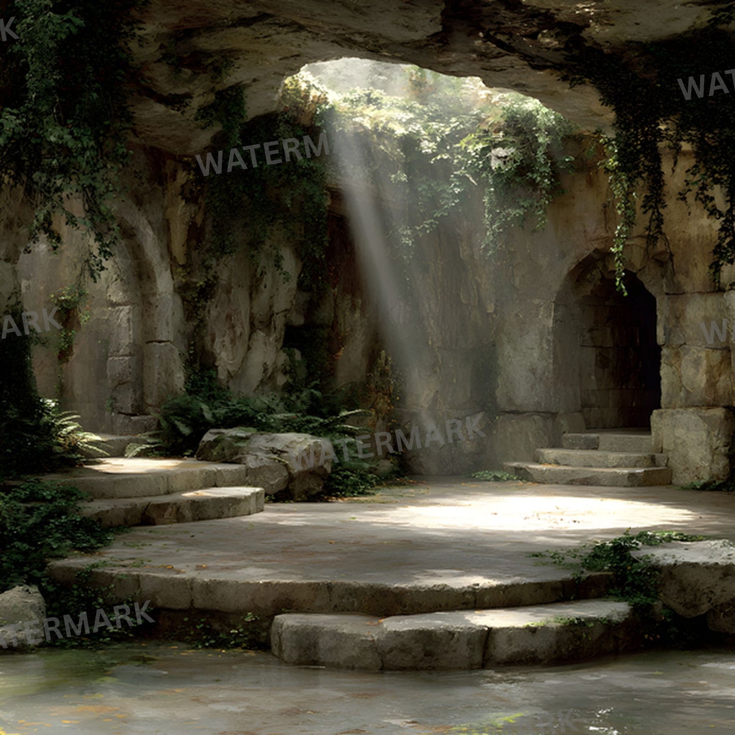 Ancient Stone Cave Digital Backdrop, Fantasy Photography Background, Photo Prop, Mythical Scene, Fine Art Photography, High Resolution Image