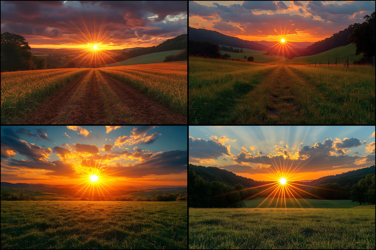 Sunset Pastoral Photography Backdrop, Warm Light Digital Background, Photo Prop, Golden Hour Scene, Dreamy Printable Image Set
