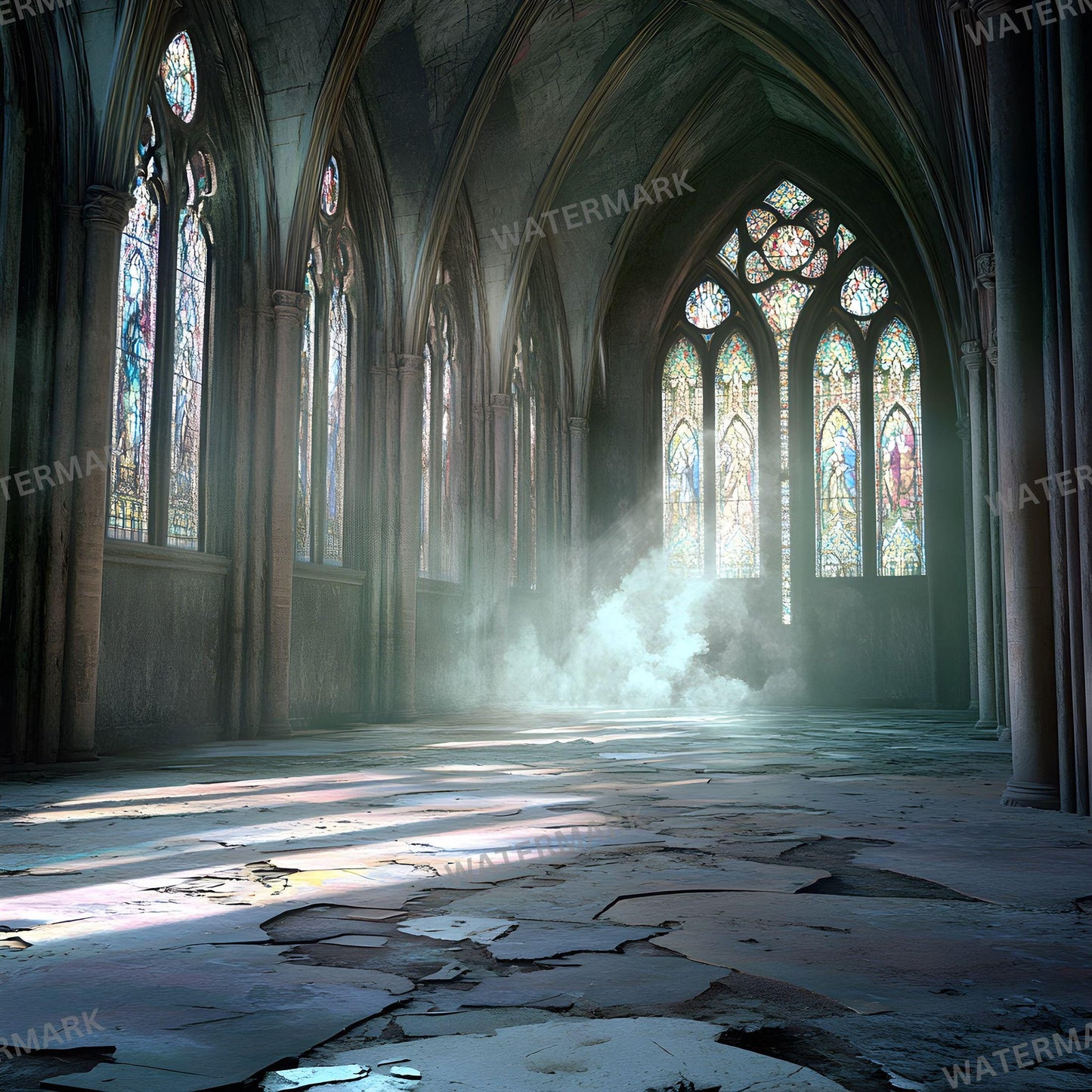 Abandoned Cathedral Digital Backdrops for Portrait Photography - 96x96px Photoshop Composites