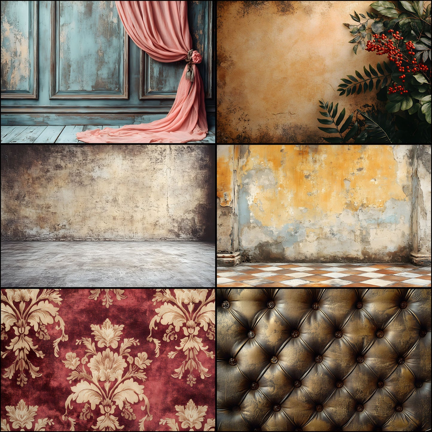 Brown Vintage Textured Wall Digital Backdrop, Photography Background for Portrait, Rustic Photo Booth, High-Resolution Images